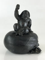 Antique Japanese Bronze Piggy Bank Savings Box Chokin Bakko Money Daikokuten JK469