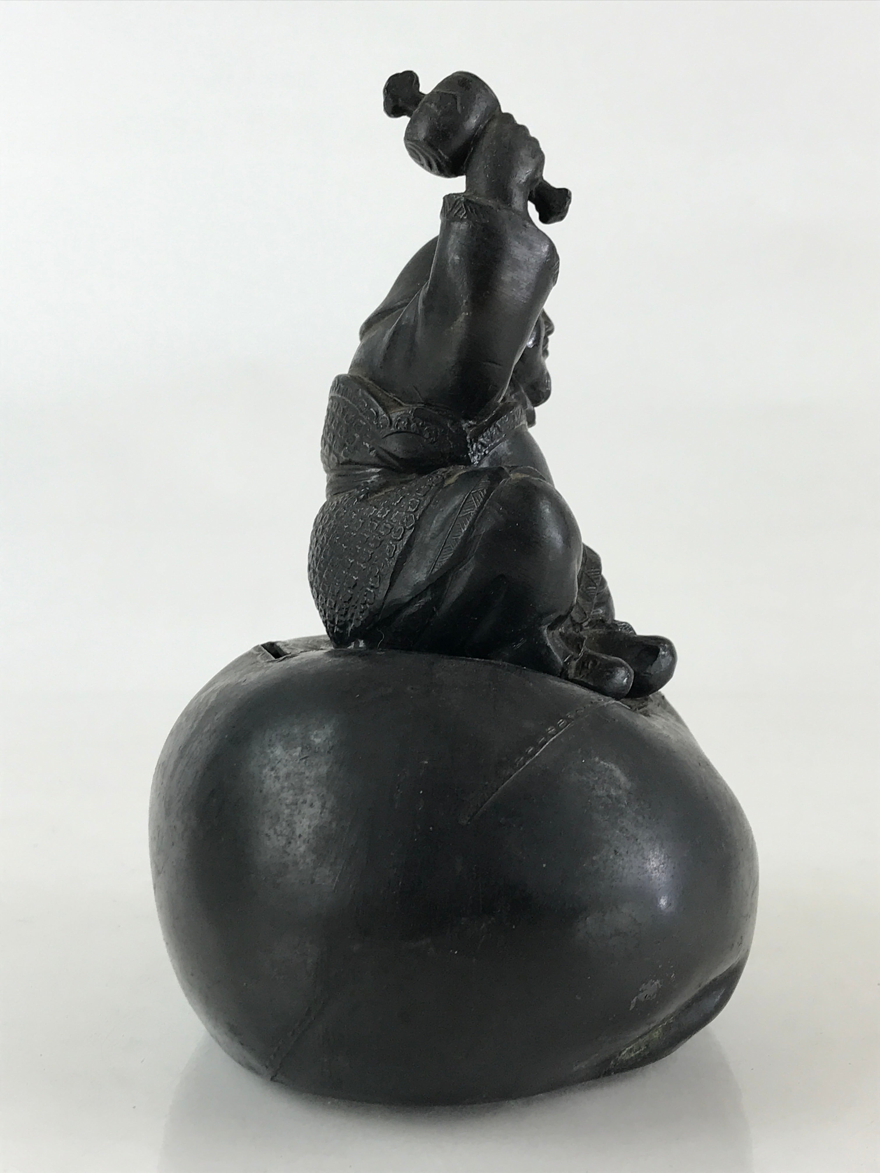 Antique Japanese Bronze Piggy Bank Savings Box Chokin Bakko Money Daikokuten JK469