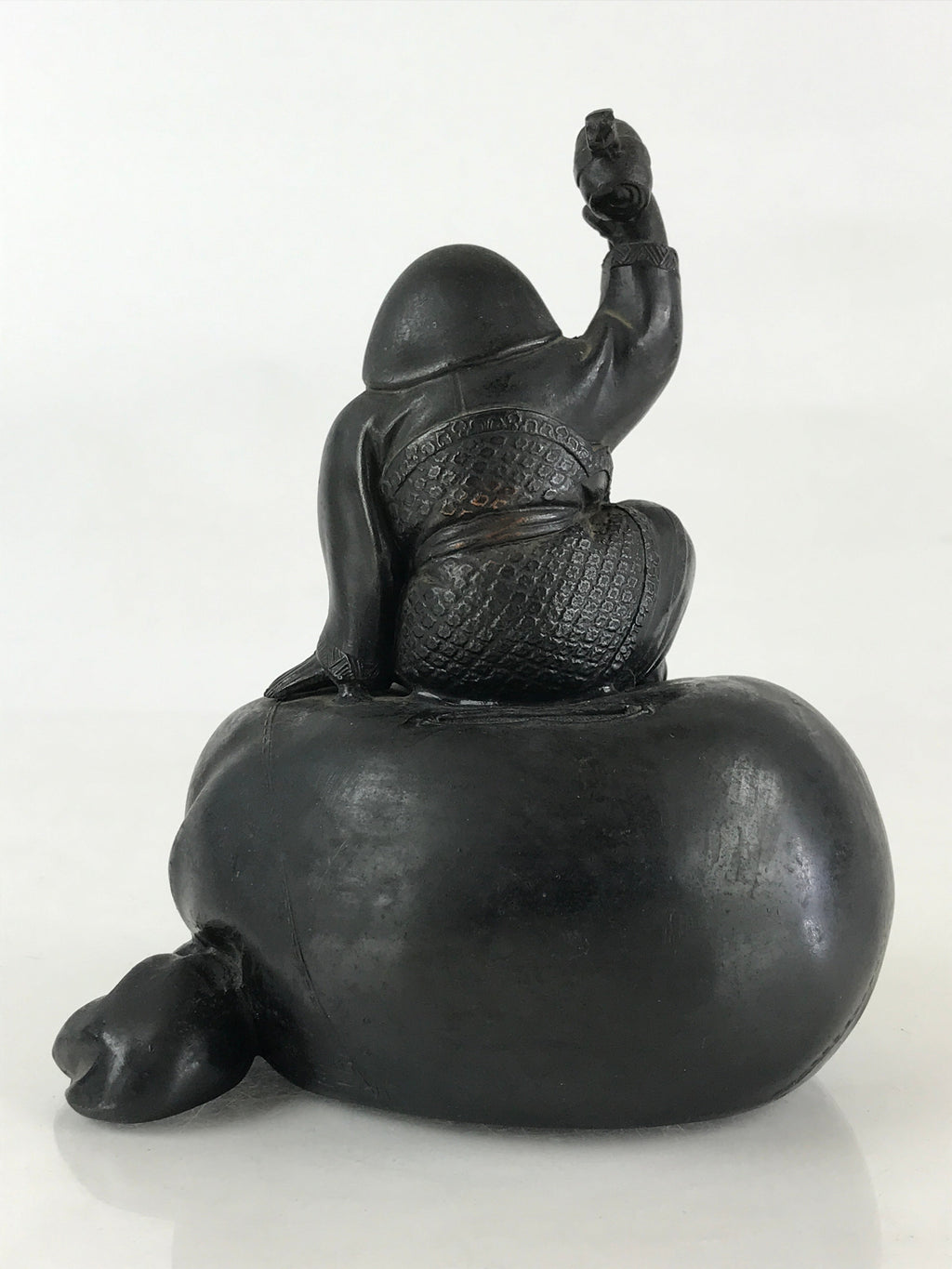 Antique Japanese Bronze Piggy Bank Savings Box Chokin Bakko Money Daikokuten JK469
