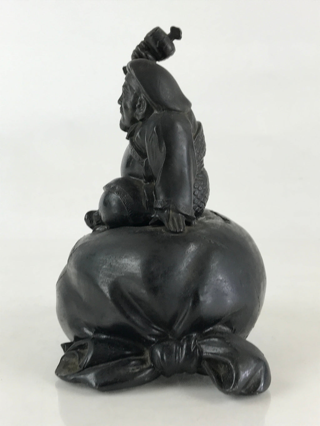 Antique Japanese Bronze Piggy Bank Savings Box Chokin Bakko Money Daikokuten JK469