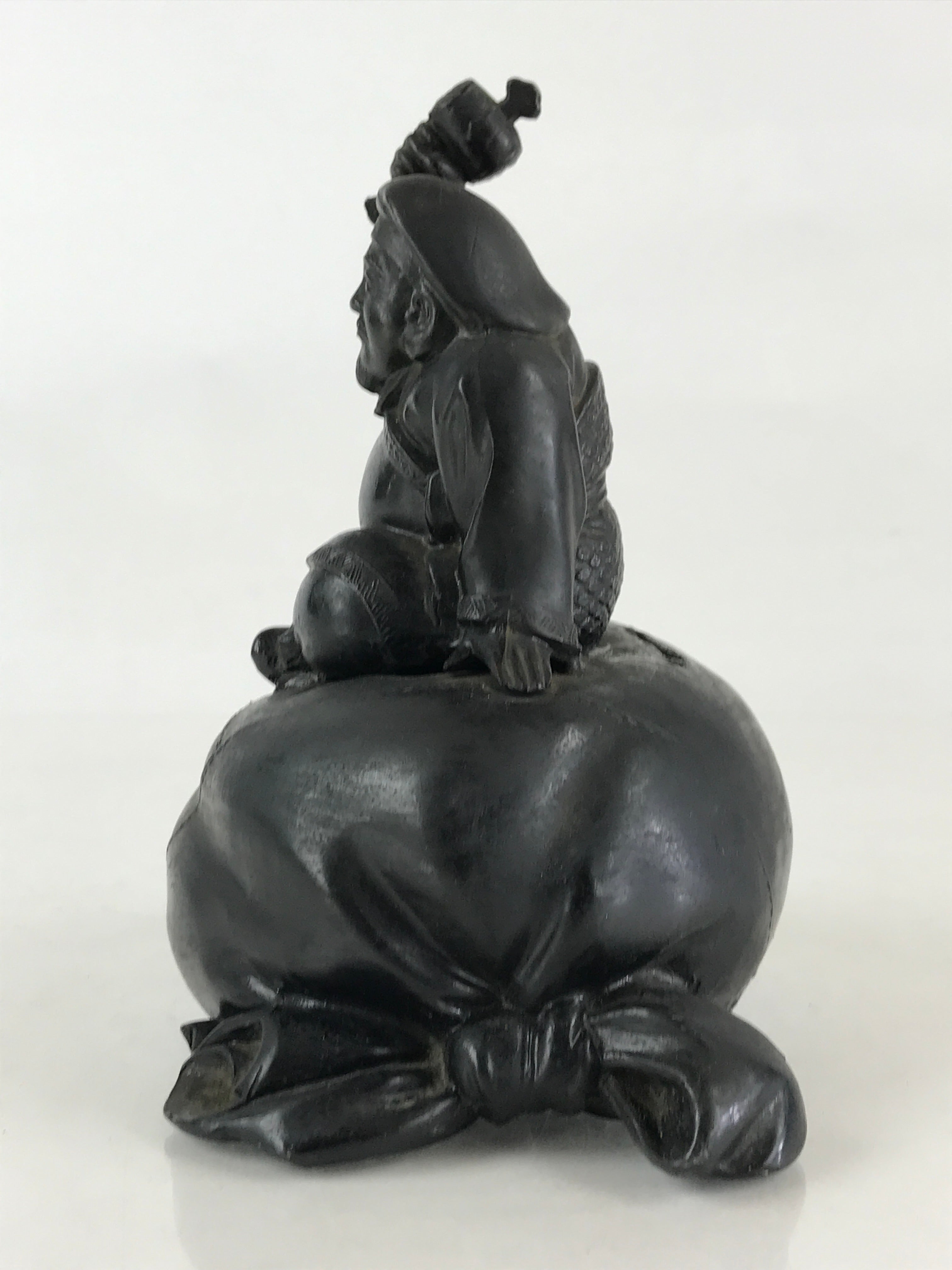 Antique Japanese Bronze Piggy Bank Savings Box Chokin Bakko Money Daikokuten JK469
