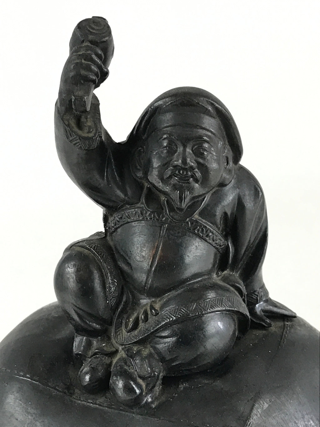 Antique Japanese Bronze Piggy Bank Savings Box Chokin Bakko Money Daikokuten JK469