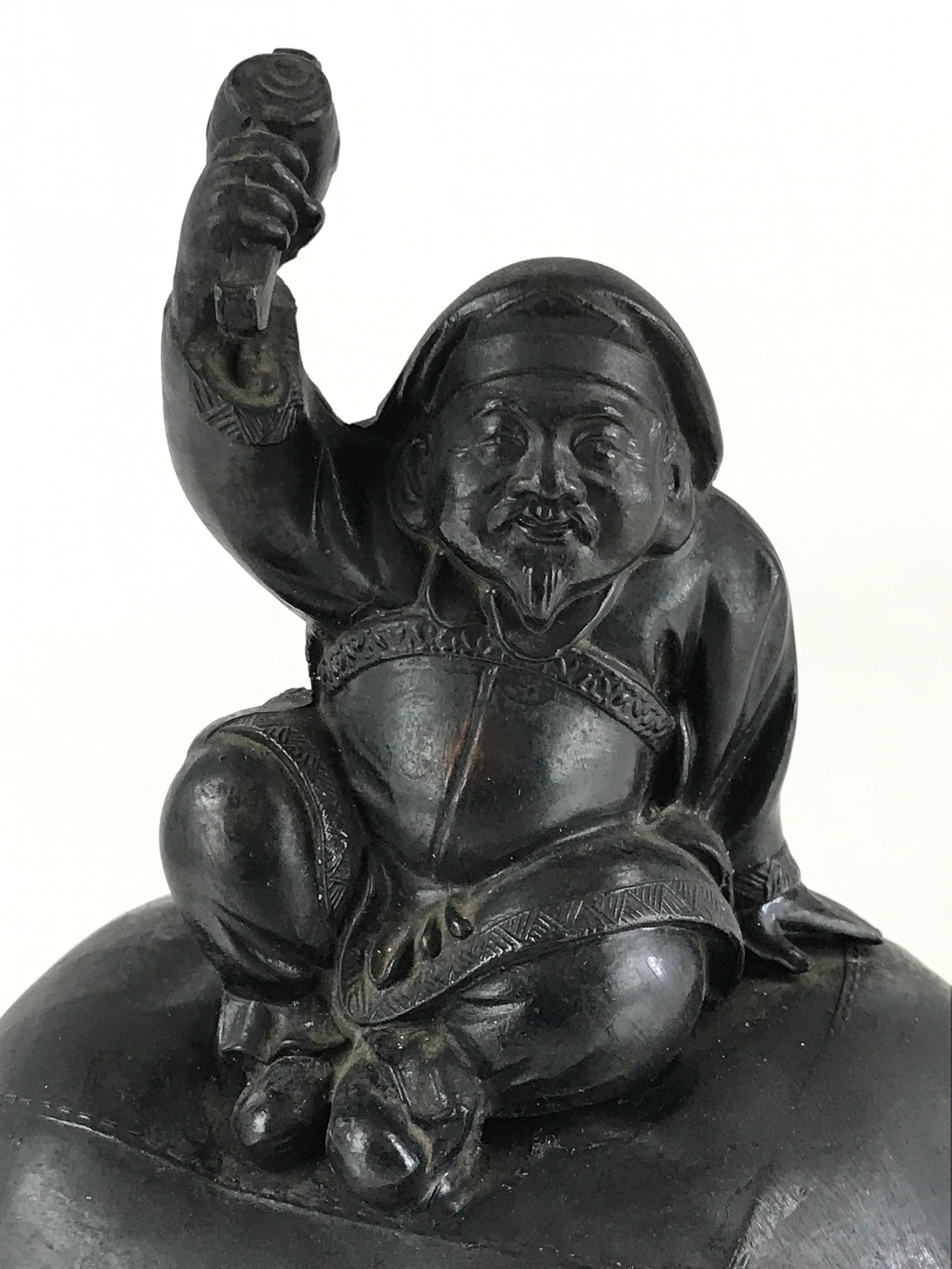 Antique Japanese Bronze Piggy Bank Savings Box Chokin Bakko Money Daikokuten JK469