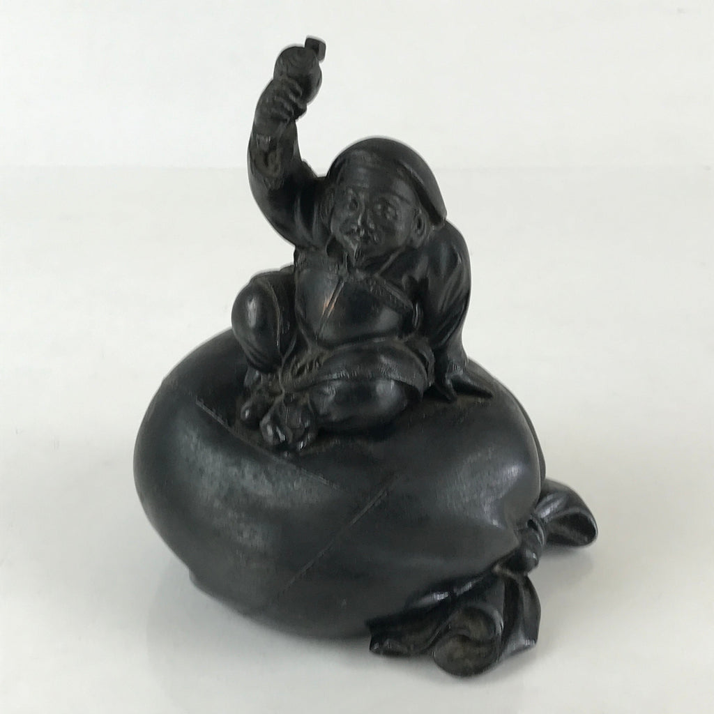 Antique Japanese Bronze Piggy Bank Savings Box Chokin Bakko Money Daikokuten JK469