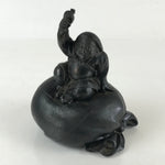 Antique Japanese Bronze Piggy Bank Savings Box Chokin Bakko Money Daikokuten JK469