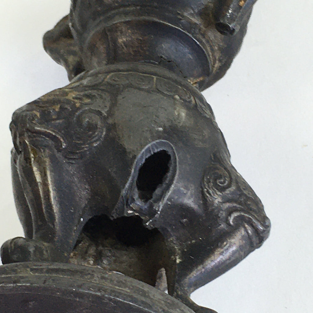 Antique Japanese Buddhist Altar Fitting Bronze Candle Stand Shokudai BU686