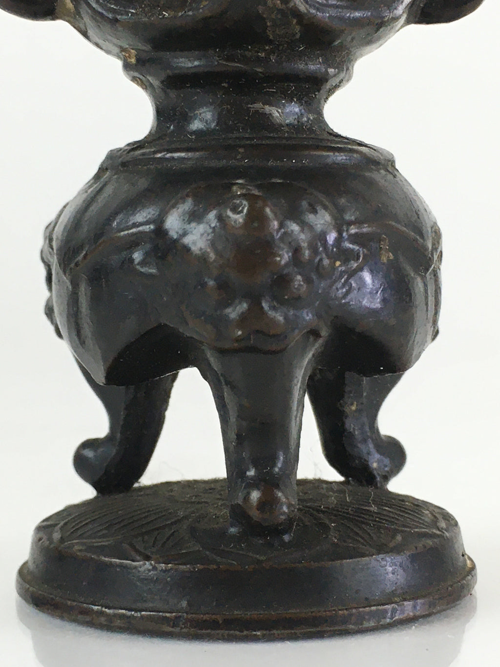 Antique Japanese Buddhist Altar Fitting Bronze Candle Stand Vtg Shokudai BU740