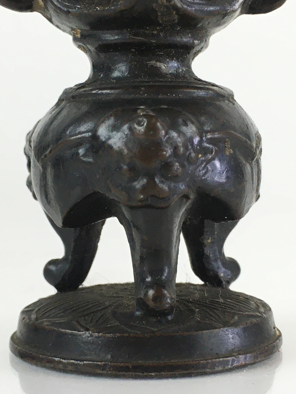 Antique Japanese Buddhist Altar Fitting Bronze Candle Stand Vtg Shokudai BU740