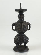 Antique Japanese Buddhist Altar Fitting Bronze Candle Stand Vtg Shokudai BU740