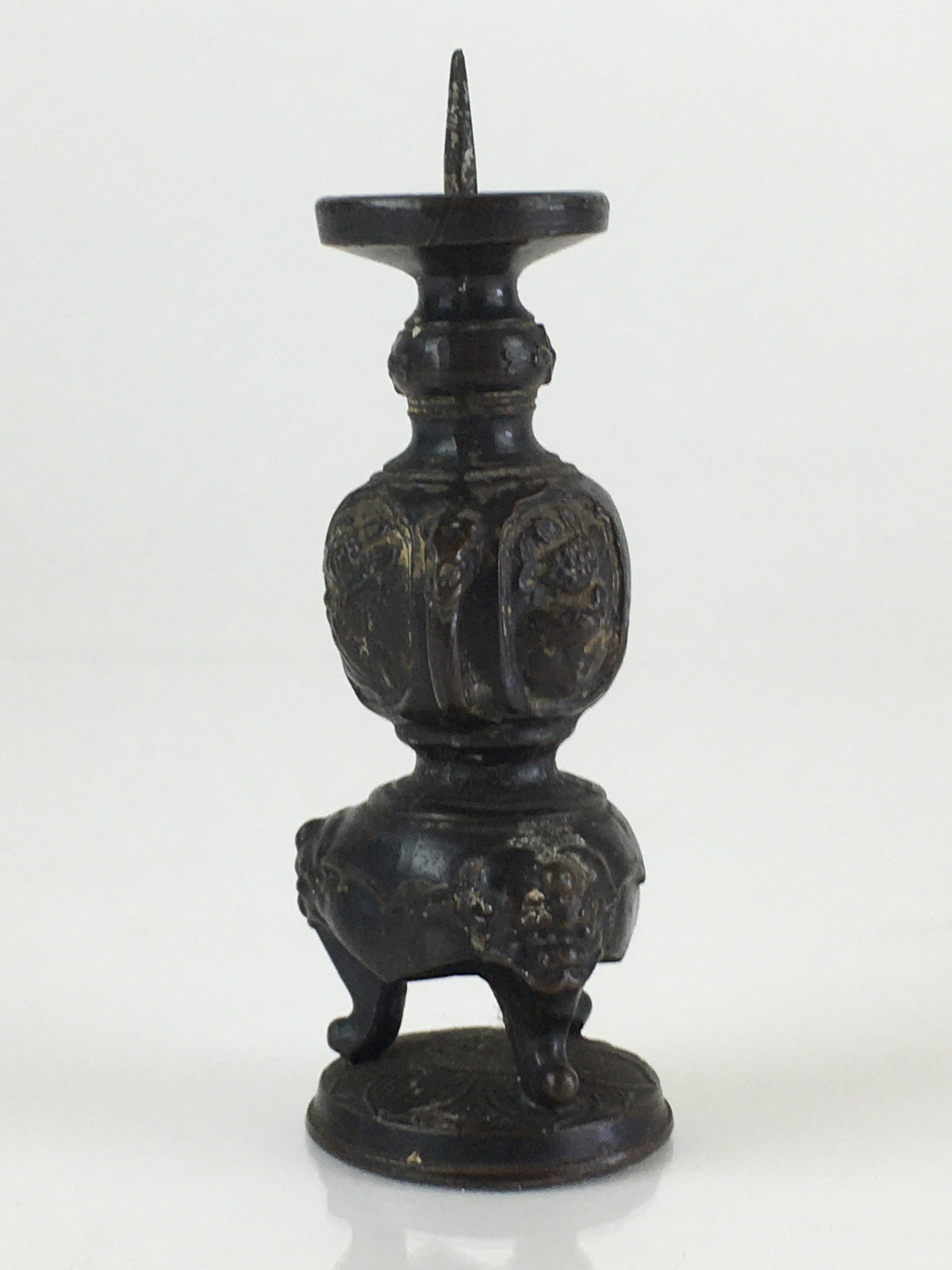 Antique Japanese Buddhist Altar Fitting Bronze Candle Stand Vtg Shokudai BU740
