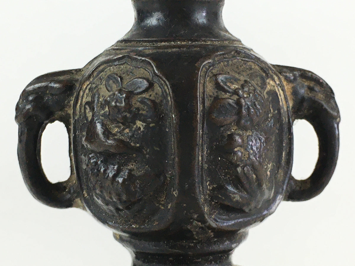 Antique Japanese Buddhist Altar Fitting Bronze Candle Stand Vtg Shokudai BU740