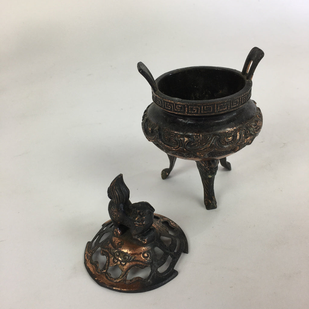 Antique Japanese Buddhist Altar Fitting Bronze Incense Burner Shishi Koro BU512