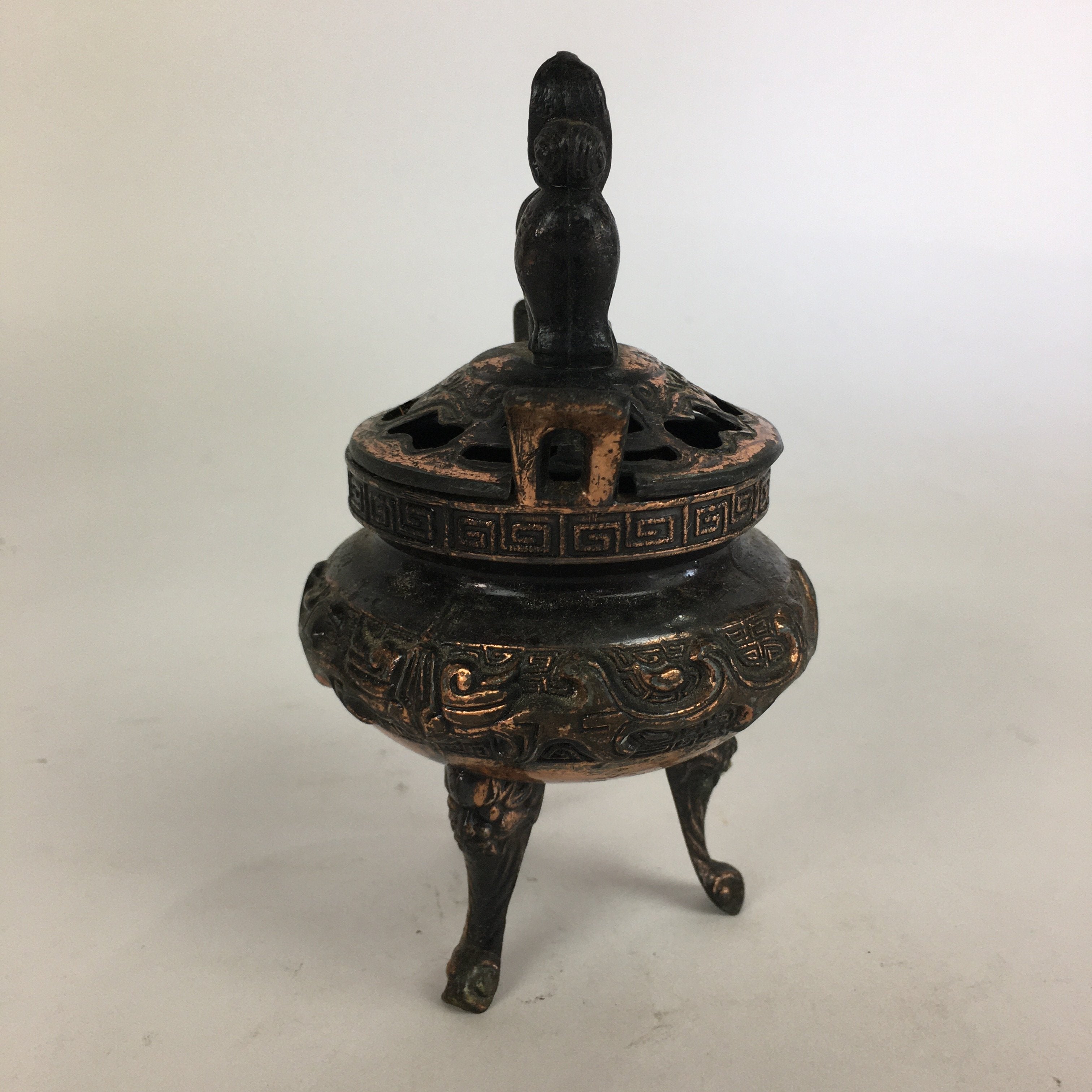 Antique Japanese Buddhist Altar Fitting Bronze Incense Burner Shishi Koro BU512