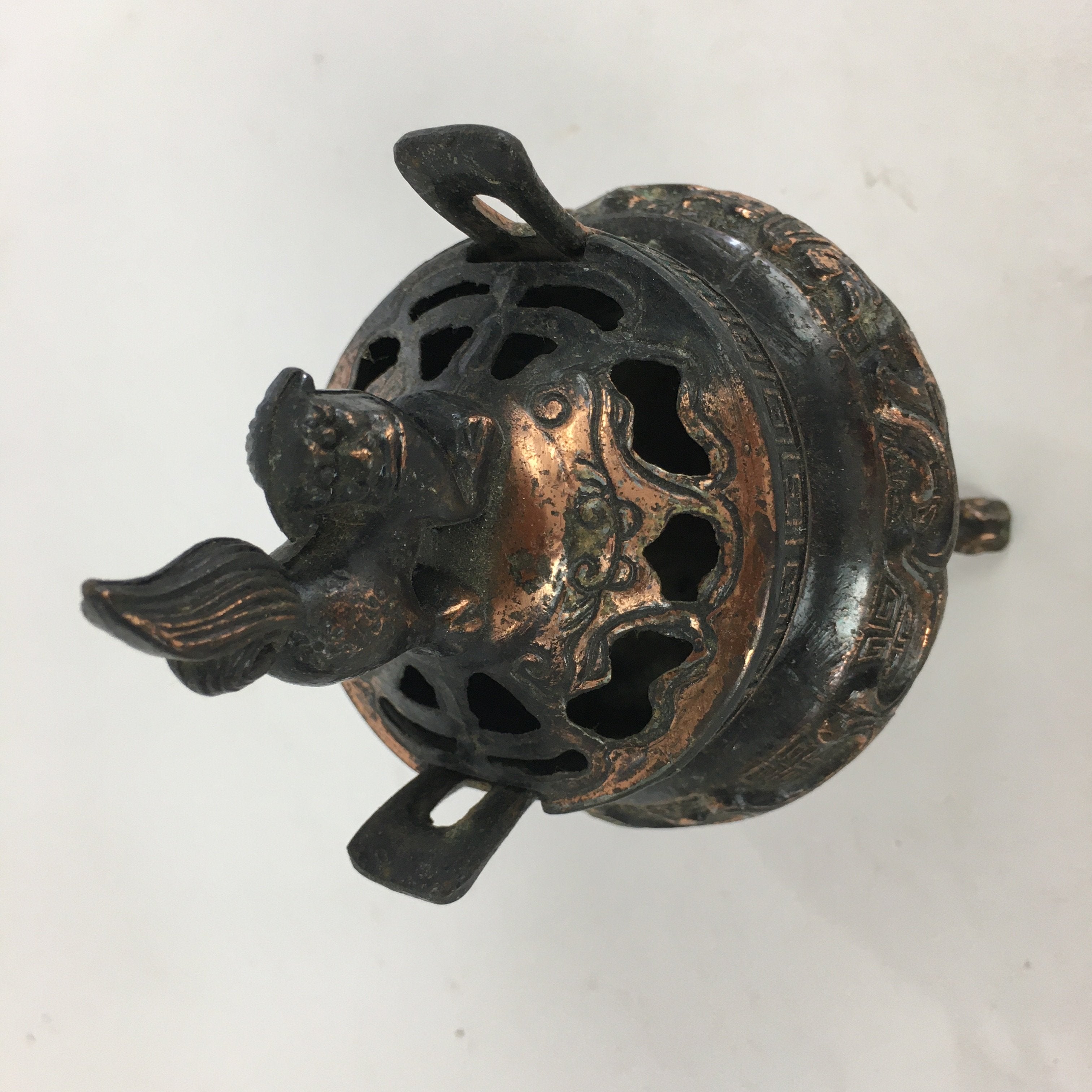 Antique Japanese Buddhist Altar Fitting Bronze Incense Burner Shishi Koro BU512