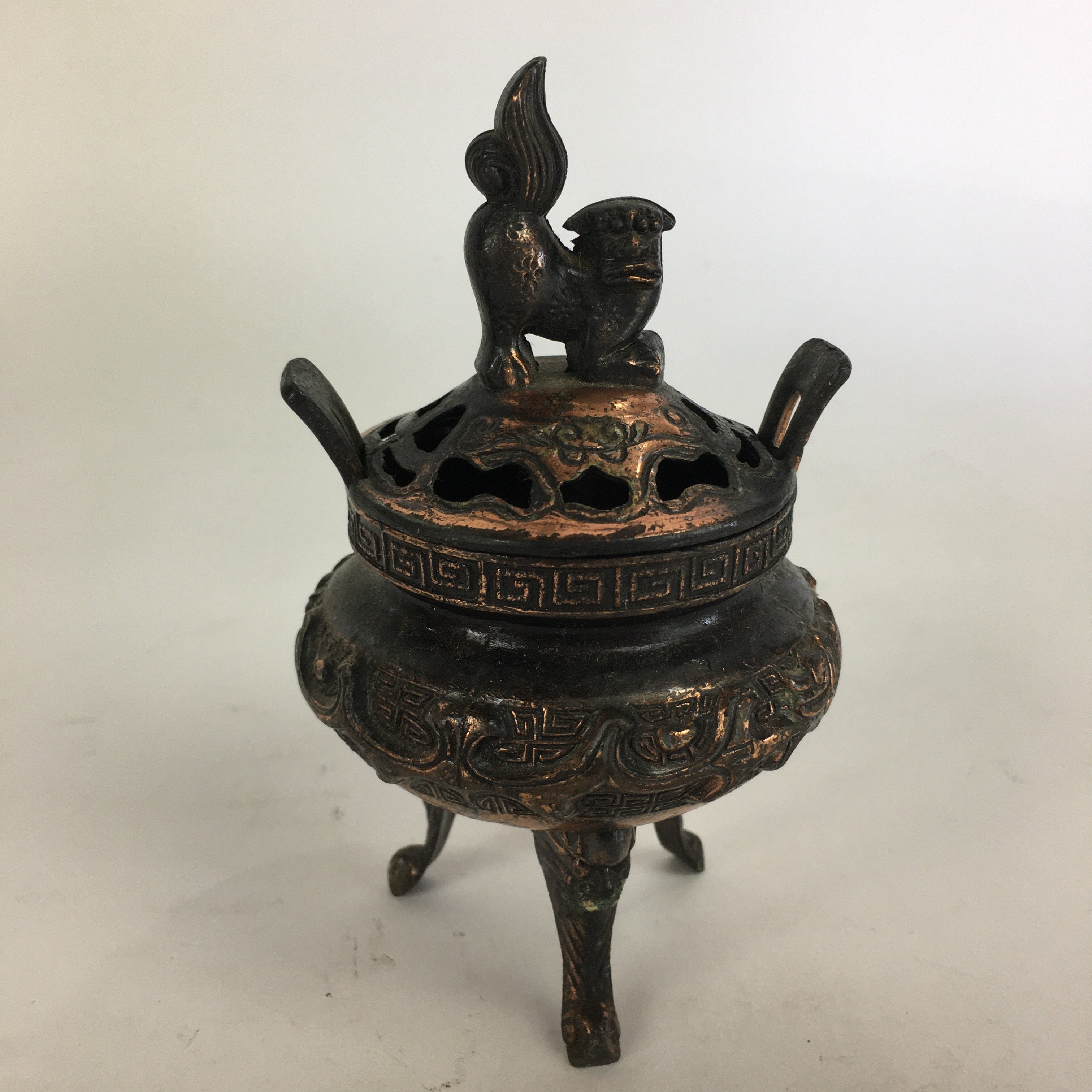 Antique Japanese Buddhist Altar Fitting Bronze Incense Burner Shishi Koro BU512