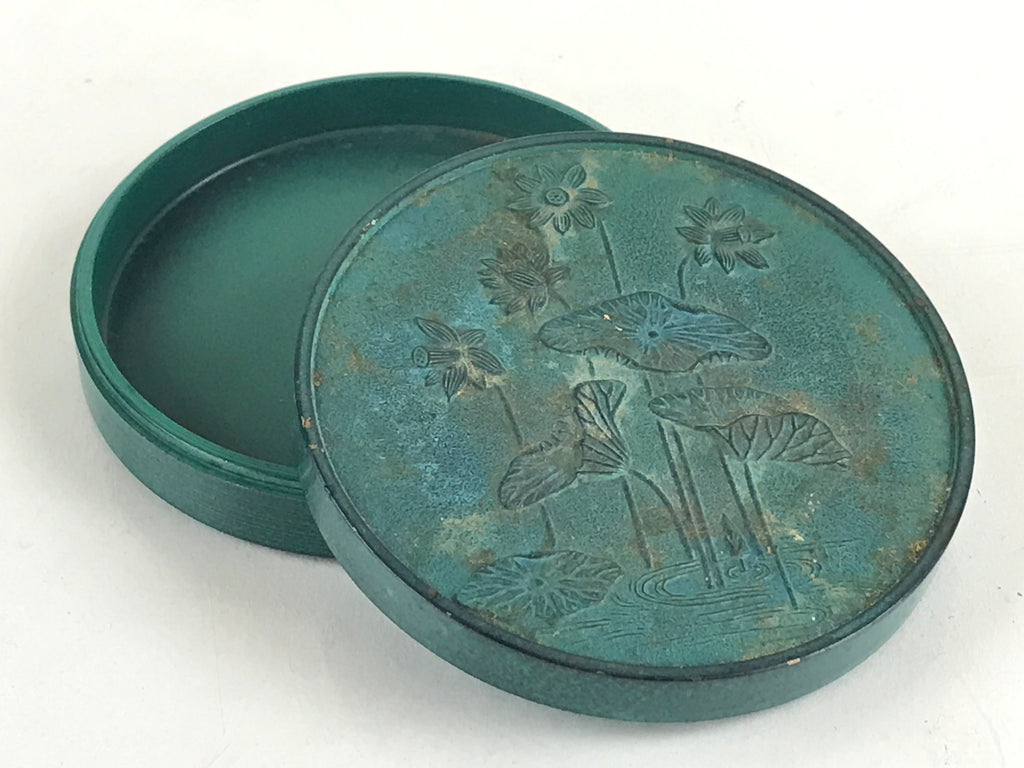 Antique Japanese Buddhist Altar Fitting Bronze Incense Container Lotus Kogo BU894