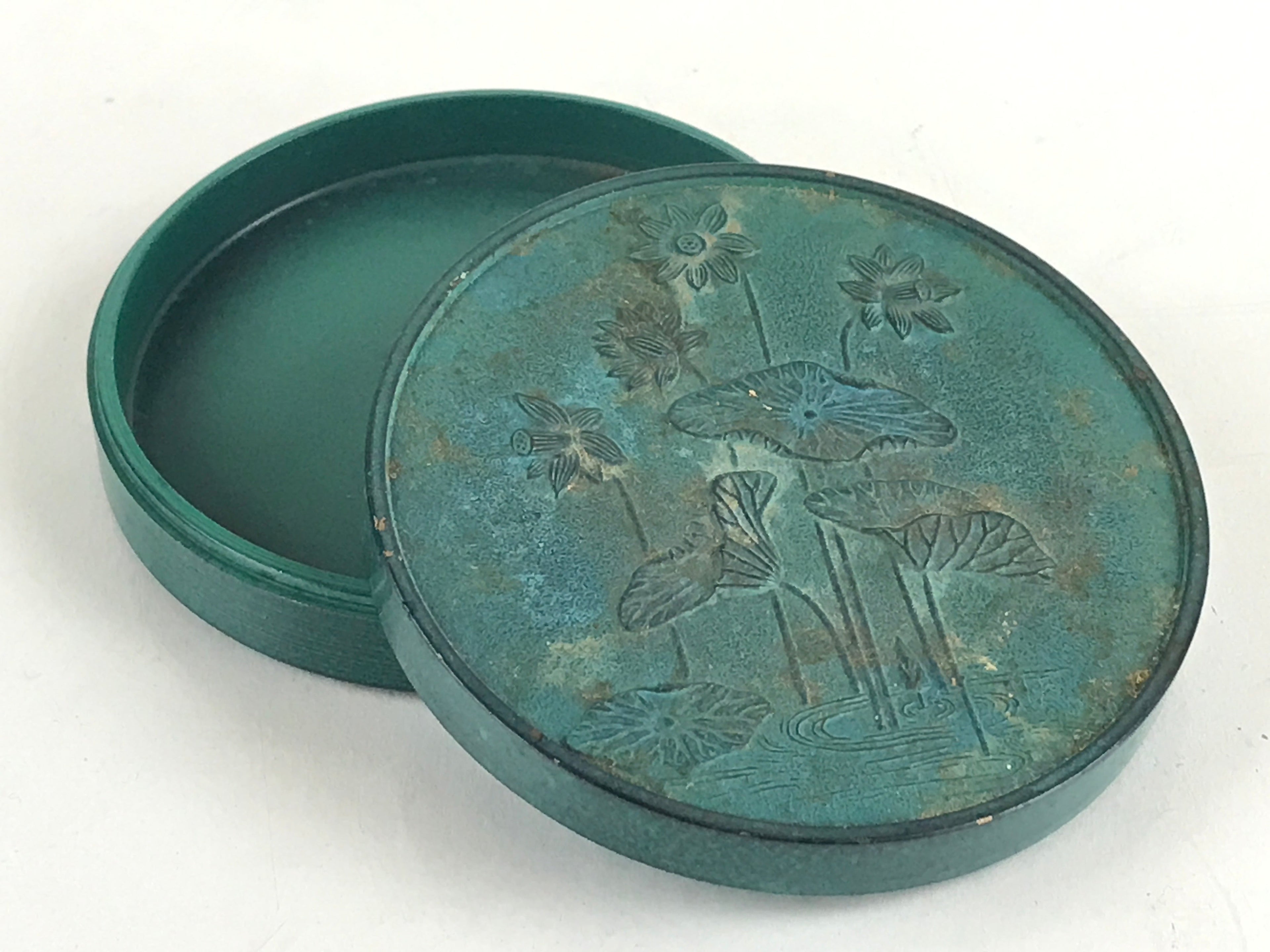 Antique Japanese Buddhist Altar Fitting Bronze Incense Container Lotus Kogo BU894