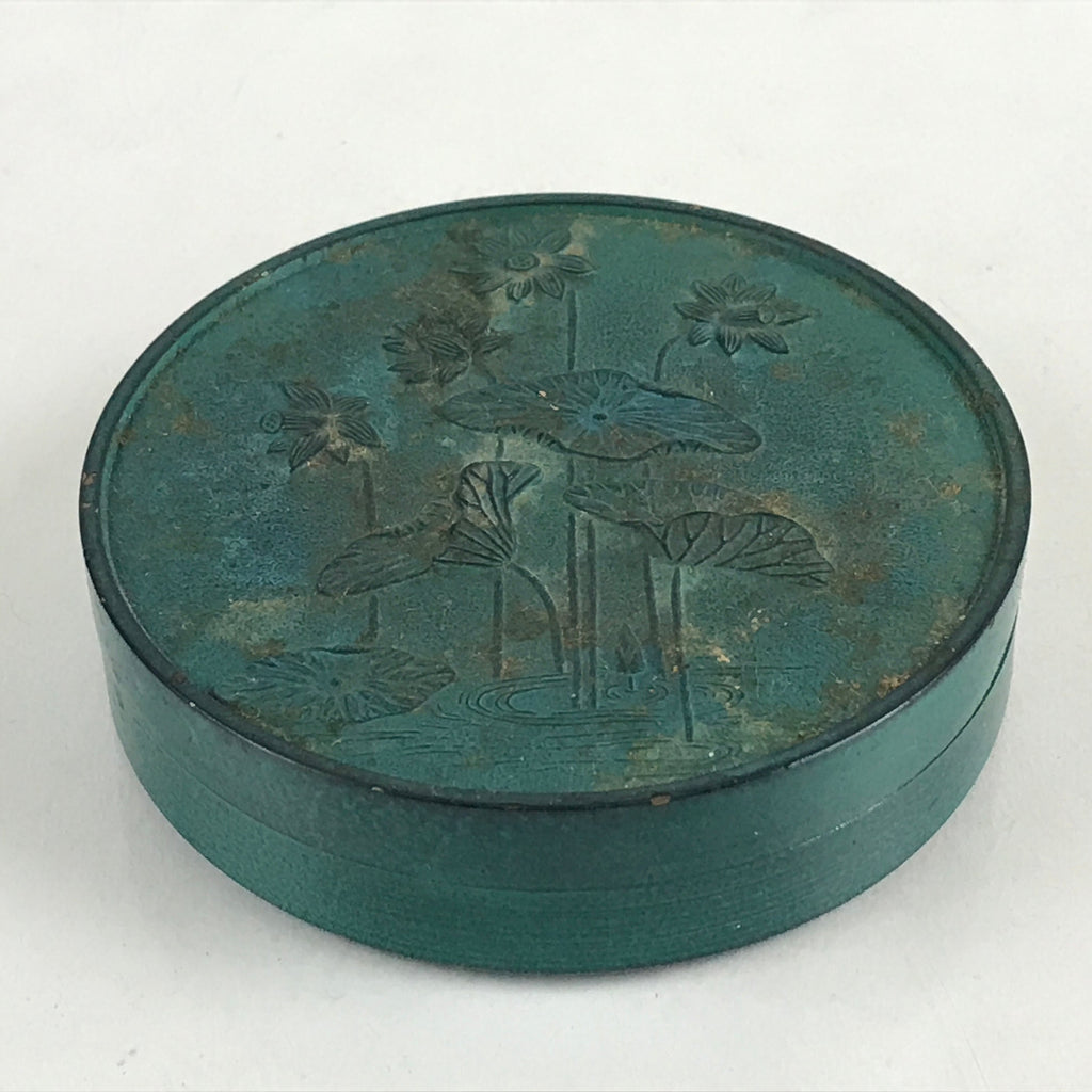 Antique Japanese Buddhist Altar Fitting Bronze Incense Container Lotus Kogo BU894