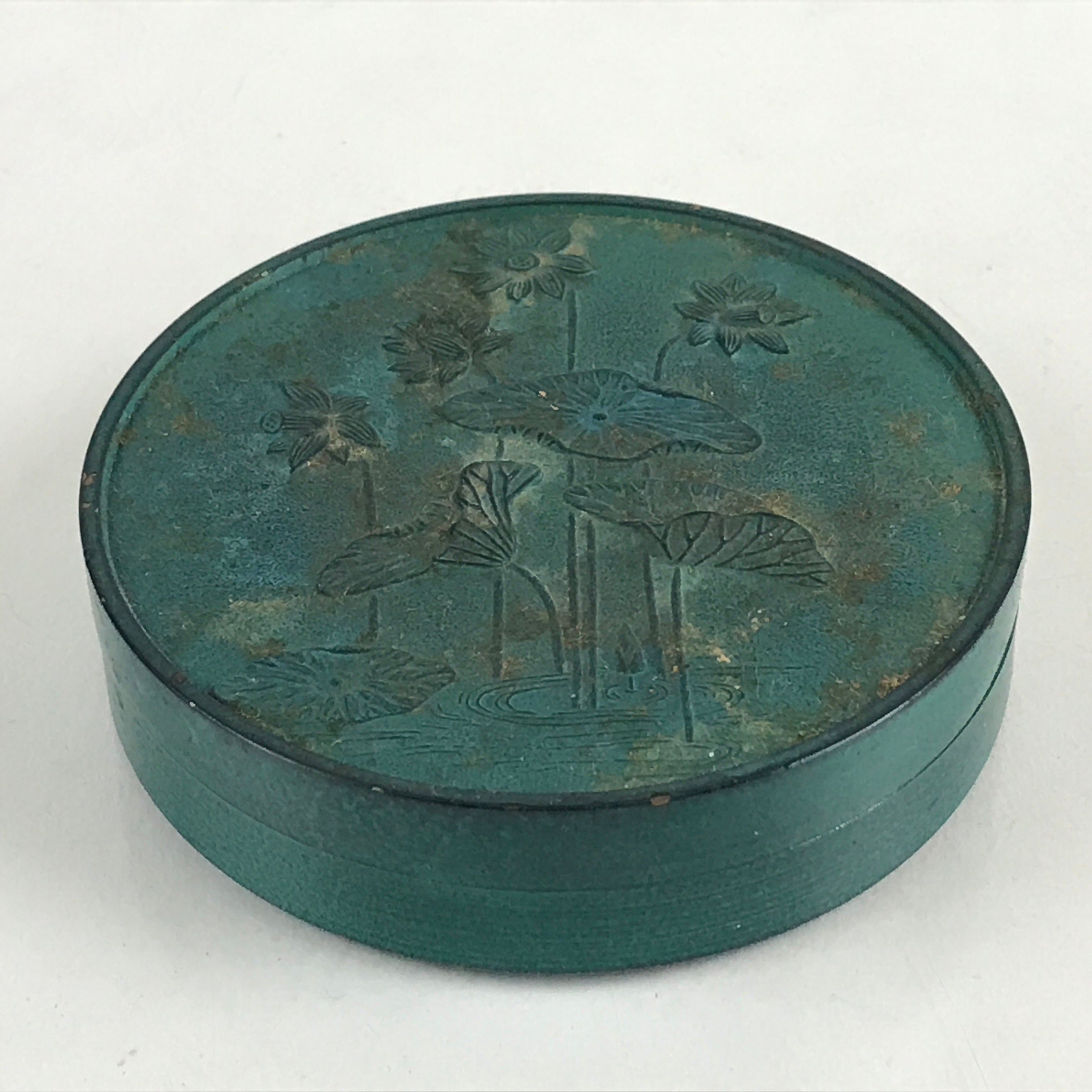 Antique Japanese Buddhist Altar Fitting Bronze Incense Container Lotus Kogo BU894