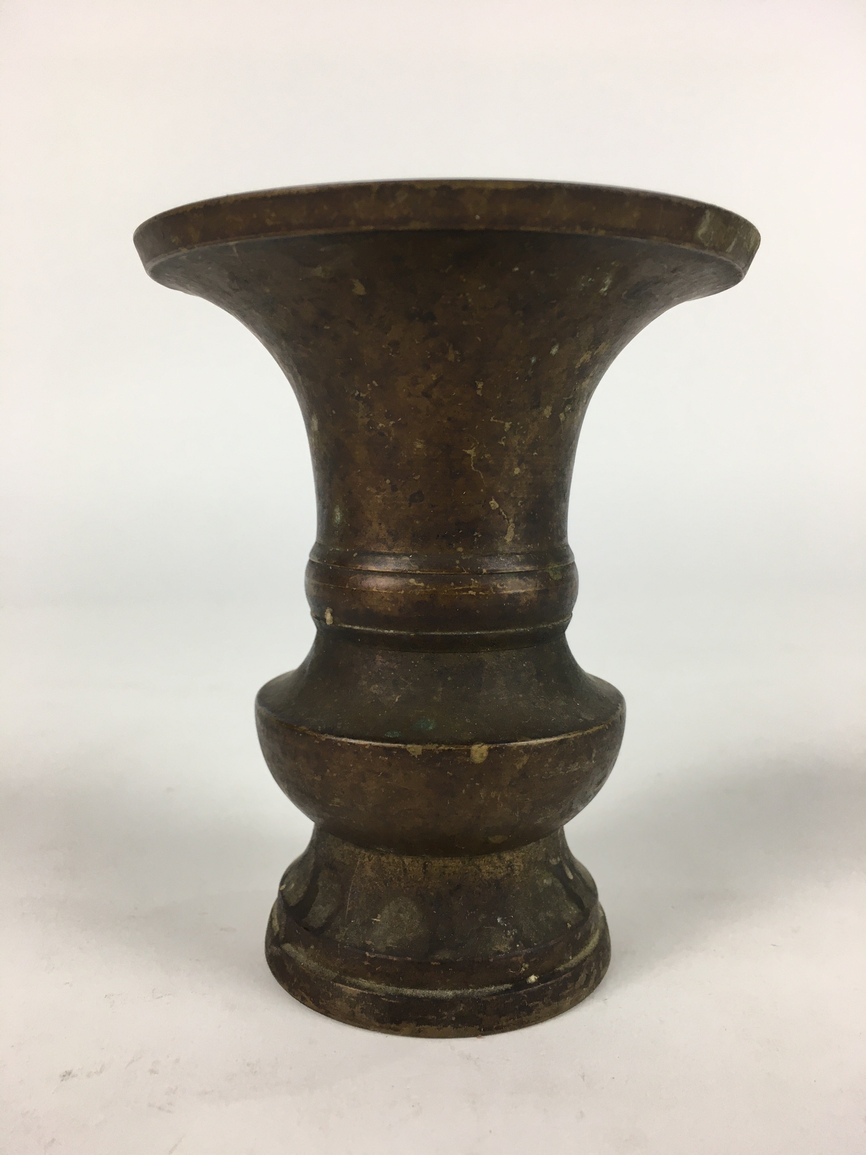 Antique Japanese Buddhist Altar Fitting Flower Vase Stand Bronze Brown BU723