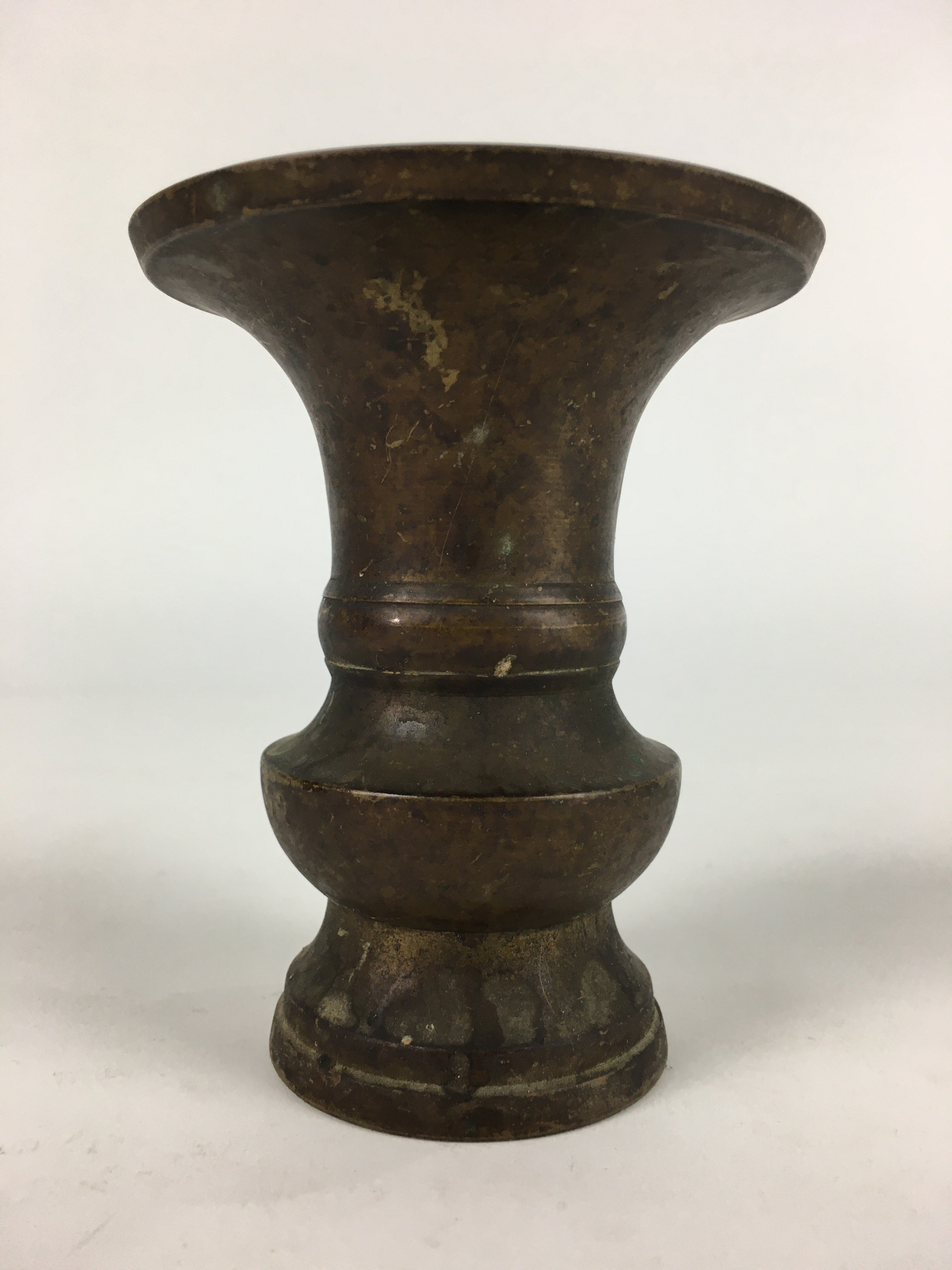 Antique Japanese Buddhist Altar Fitting Flower Vase Stand Bronze Brown BU723