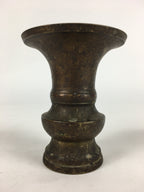 Antique Japanese Buddhist Altar Fitting Flower Vase Stand Bronze Brown BU723
