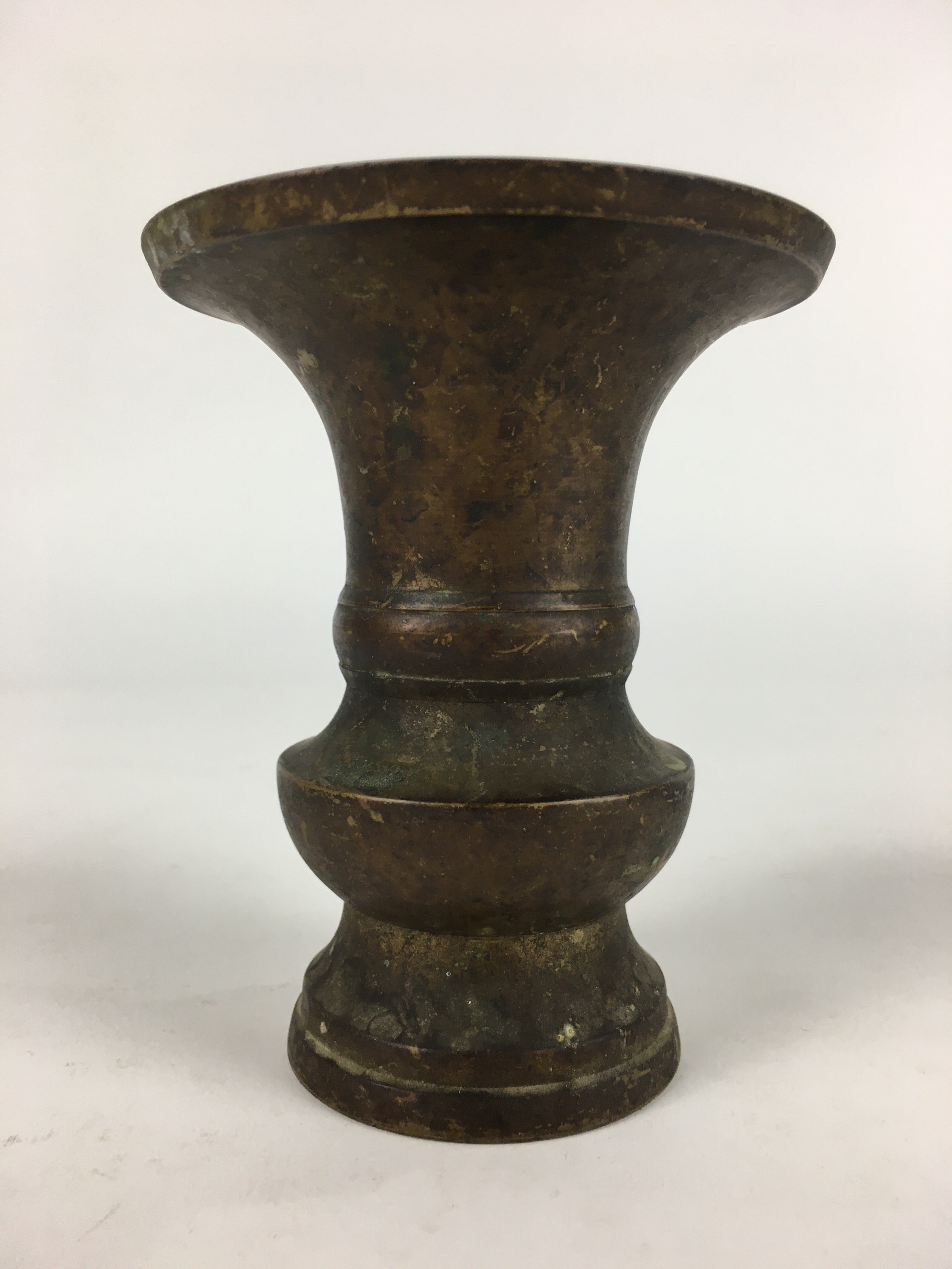 Antique Japanese Buddhist Altar Fitting Flower Vase Stand Bronze Brown BU723