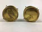 Antique Japanese Buddhist Altar Fitting Flower Vase Stand Pair Brass BU707