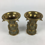 Antique Japanese Buddhist Altar Fitting Flower Vase Stand Pair Brass BU707