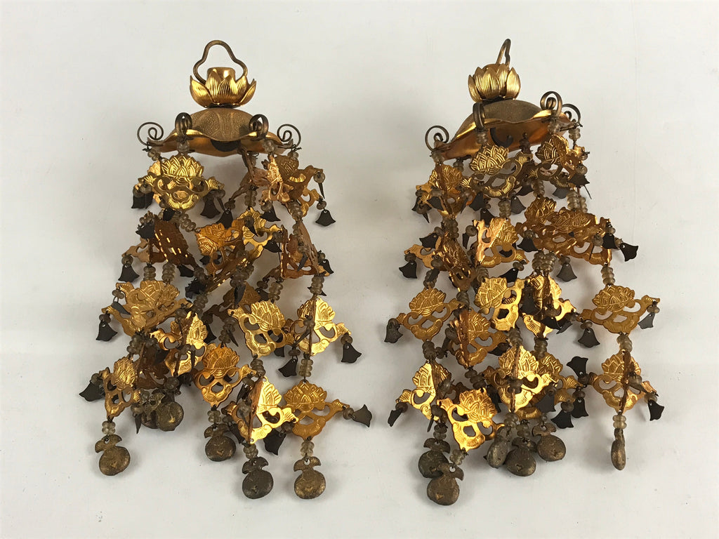 Antique Japanese Buddhist Altar Fitting Hanging Lantern Yoraku Butsugu BU853