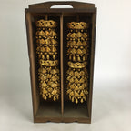 Antique Japanese Buddhist Altar Fitting Hanging Wooden Gold Rinto Yoraku PX611