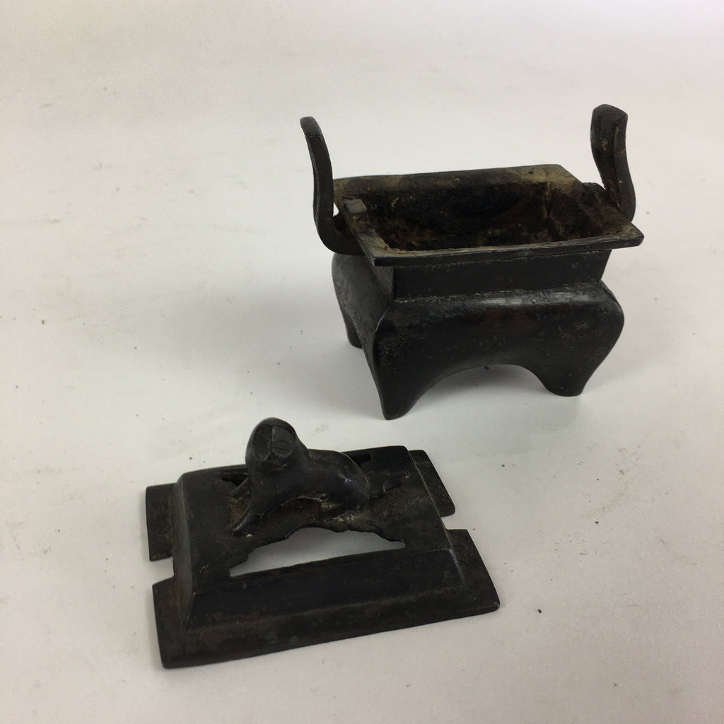 Antique Japanese Buddhist Altar Fitting Incense Burner Shishi Metal Koro BU500