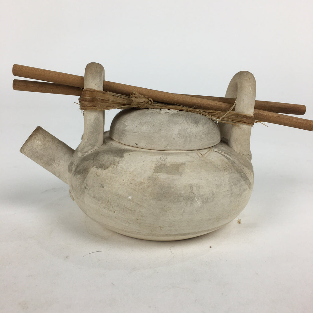 Antique Japanese Buddhist Shinto Sake Bottle Vtg Hakudei Sake pot White BU616