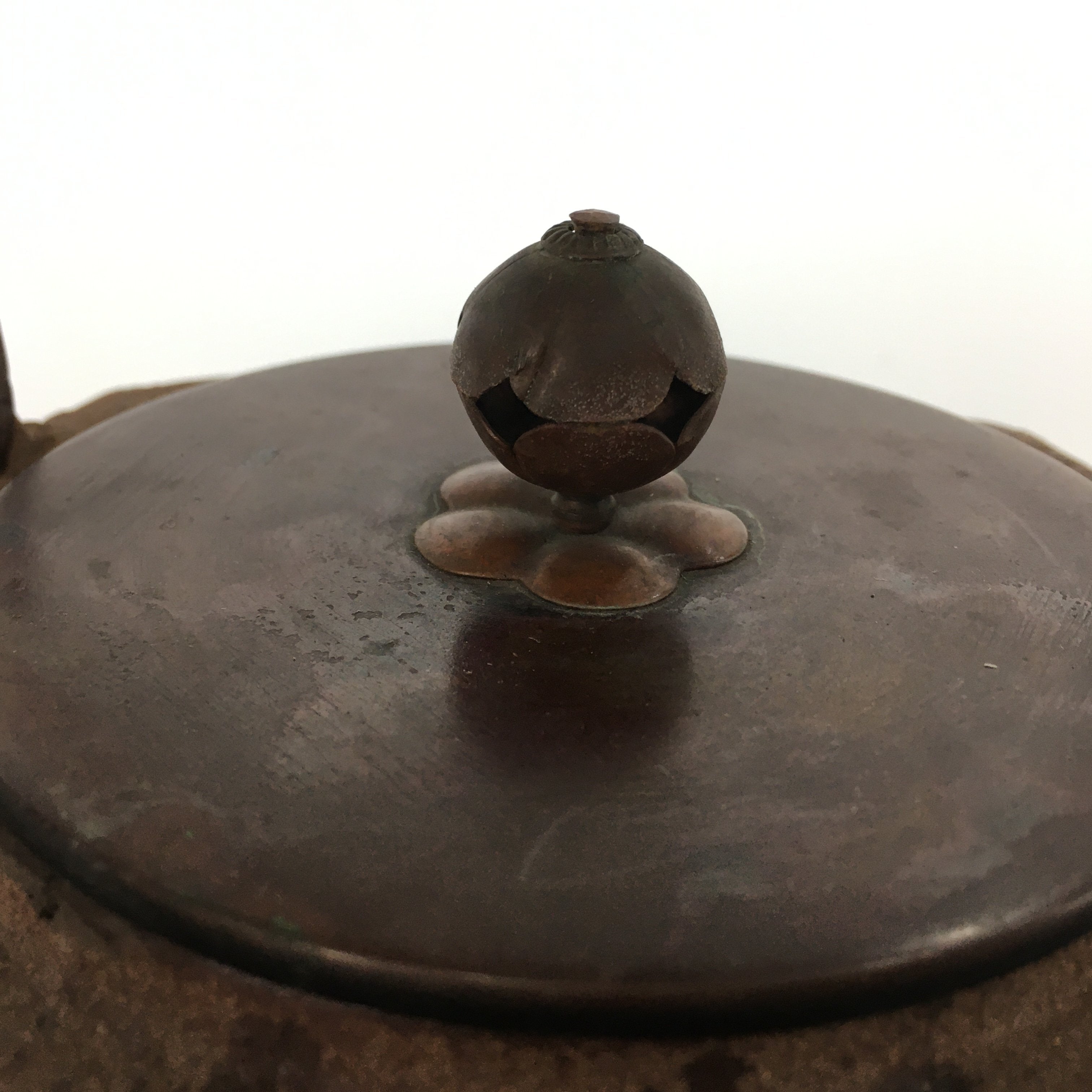 Antique Japanese Cast Iron Copper Kettle Teapot Tea Ceremony Tetsubin Sado TG153