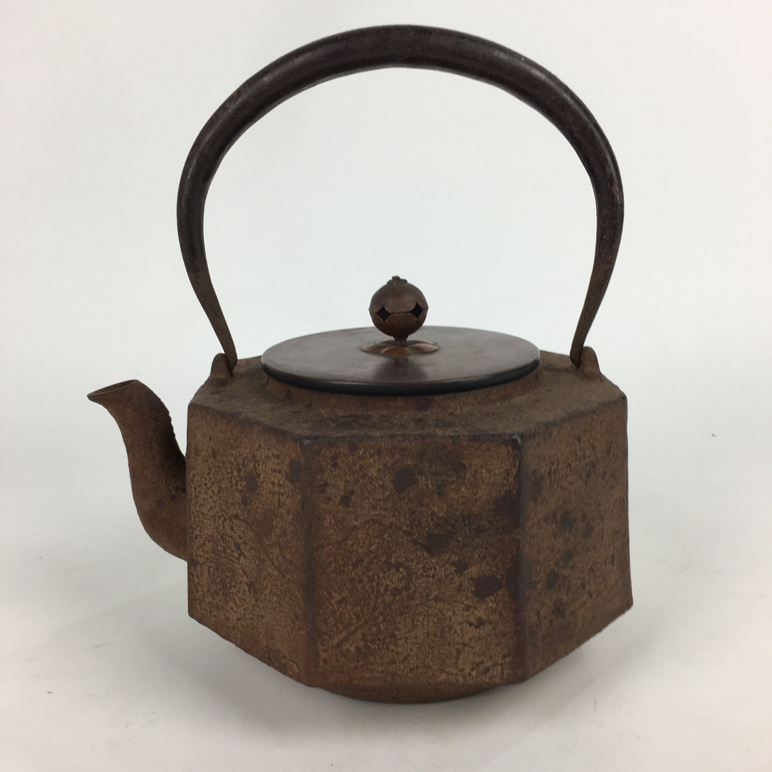 Antique Japanese Cast Iron Copper Kettle Teapot Tea Ceremony Tetsubin Sado TG153