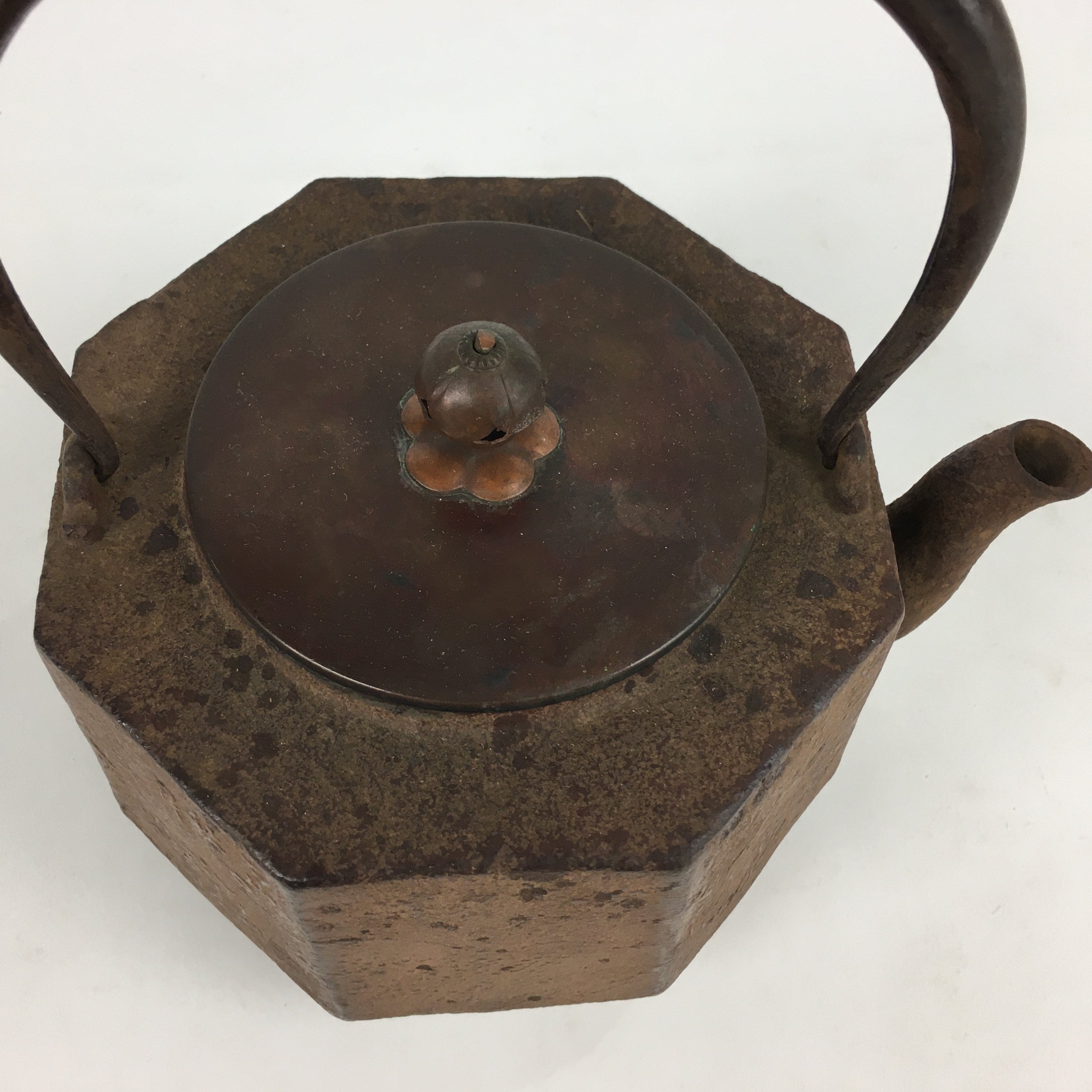Antique Japanese Cast Iron Copper Kettle Teapot Tea Ceremony Tetsubin Sado TG153