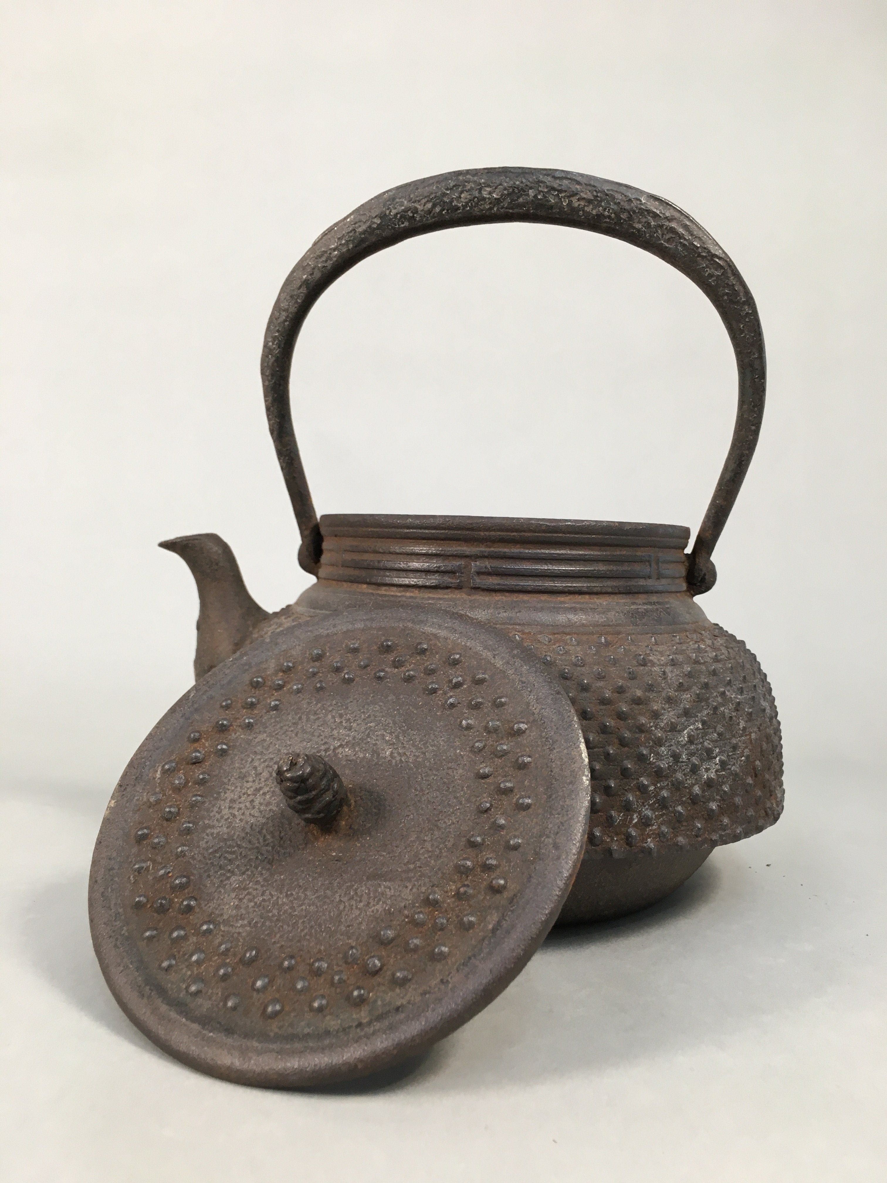 Antique Japanese Cast Iron Teapot Kyusu Tetsubin Kettle Arare Nanbu Tekki T77