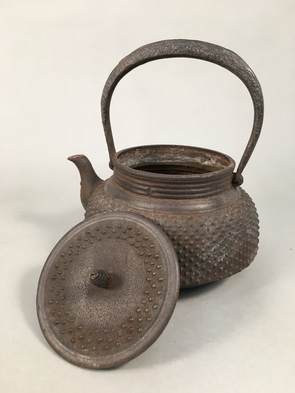 Antique Japanese Cast Iron Teapot Kyusu Tetsubin Kettle Arare Nanbu Tekki T77