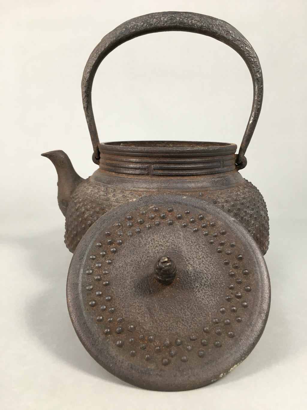 Antique Japanese Cast Iron Teapot Kyusu Tetsubin Kettle Arare Nanbu Tekki T77