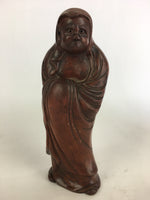 Antique Japanese Ceramic Bodhidharma Statue Pottery Okimono Daruma Brown BD695