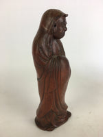 Antique Japanese Ceramic Bodhidharma Statue Pottery Okimono Daruma Brown BD695