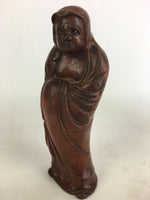 Antique Japanese Ceramic Bodhidharma Statue Pottery Okimono Daruma Brown BD695