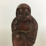 Antique Japanese Ceramic Bodhidharma Statue Pottery Okimono Daruma Brown BD695