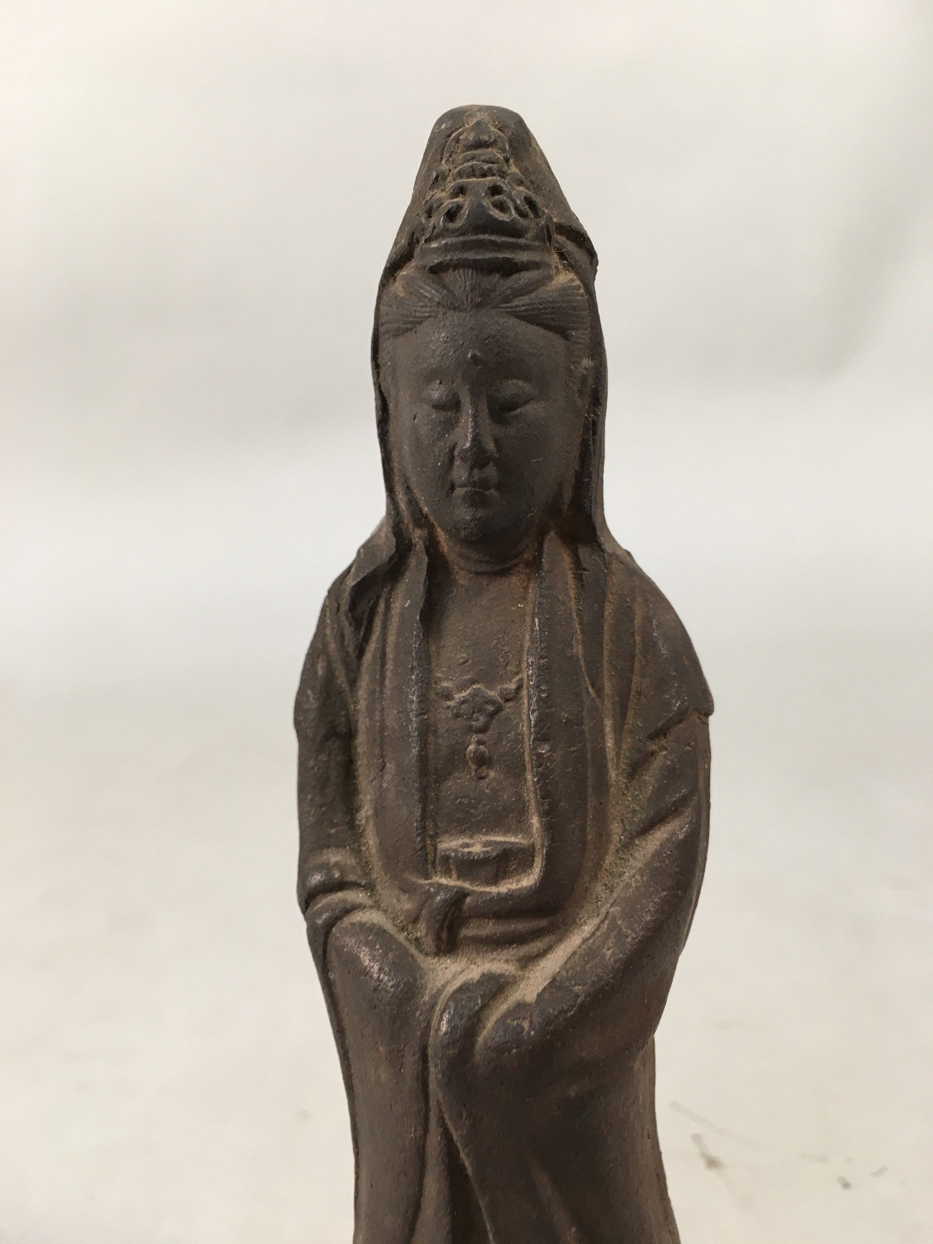 Antique Japanese Ceramic Buddhist Figurine Vtg Statue Kannon Bosatsu BD609