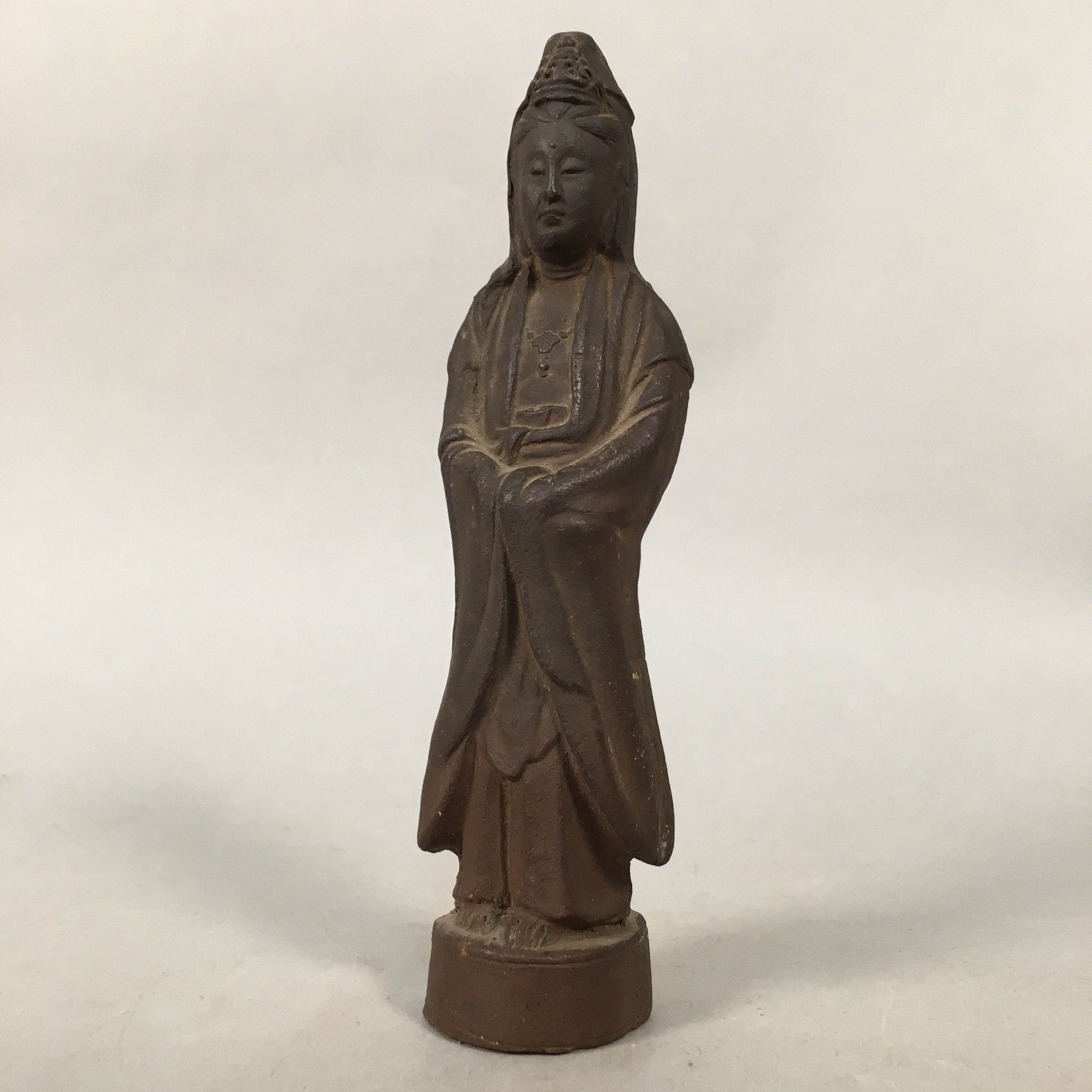 Antique Japanese Ceramic Buddhist Figurine Vtg Statue Kannon Bosatsu BD609