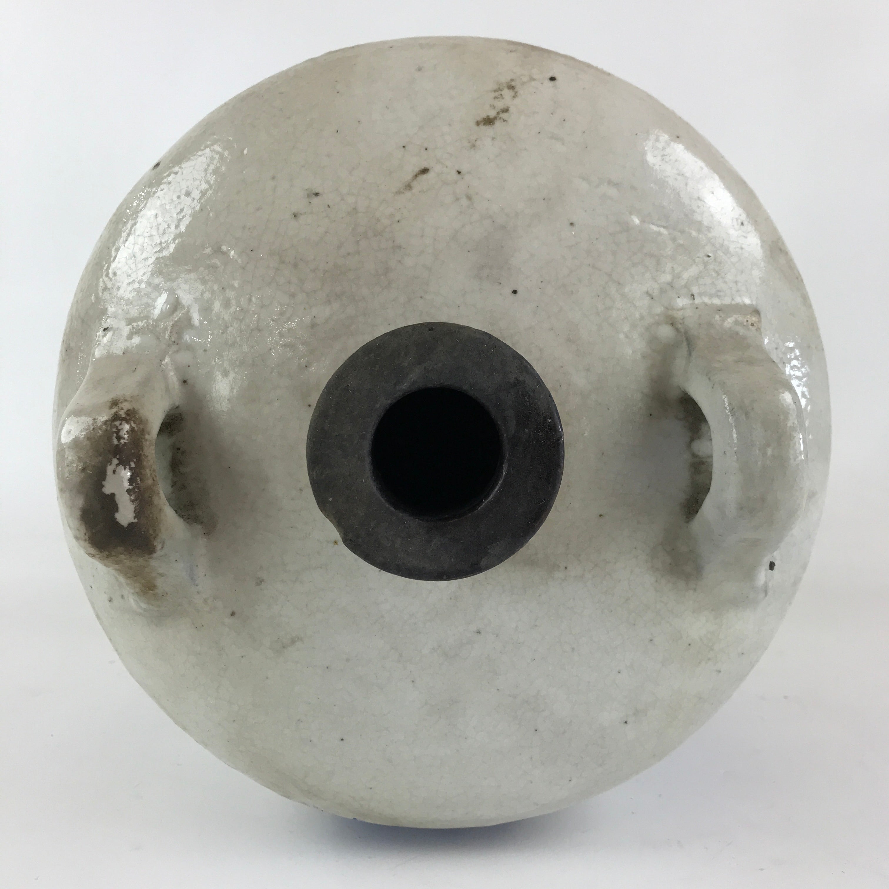 Antique Japanese Ceramic Sake Barrel Sakedaru Pottery Hand-Written Kanji TS494
