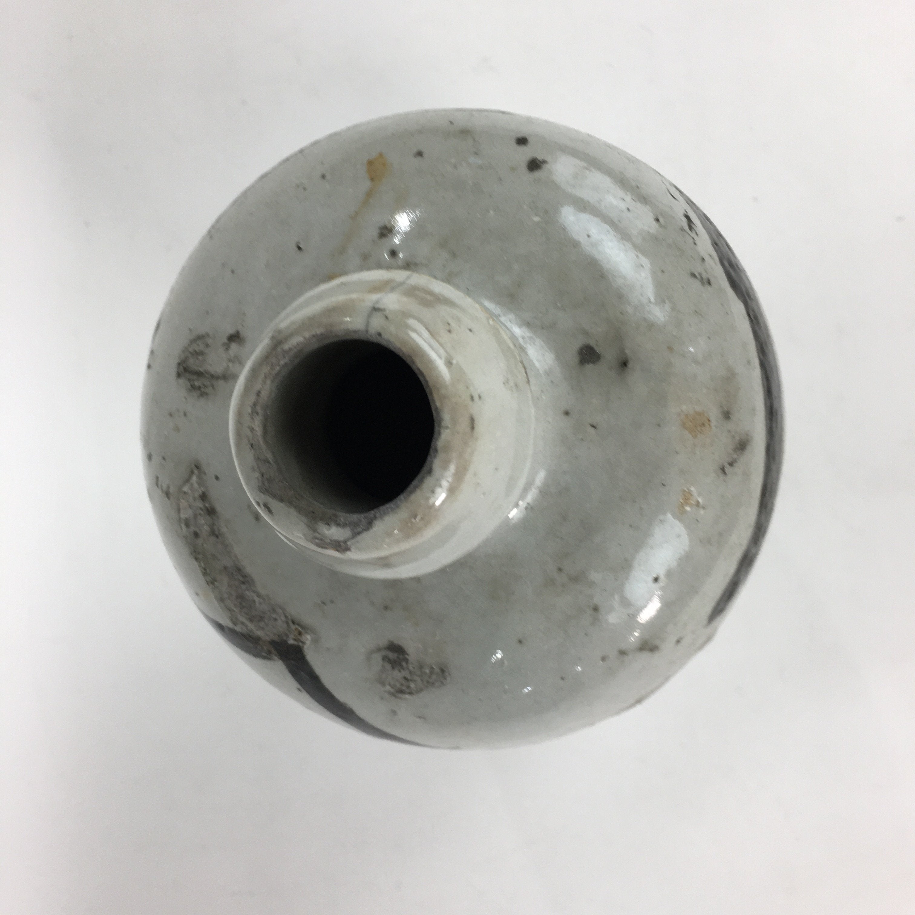 Antique Japanese Ceramic Sake Bottle Kayoi Tokkuri Hand-Written Kanji TS286