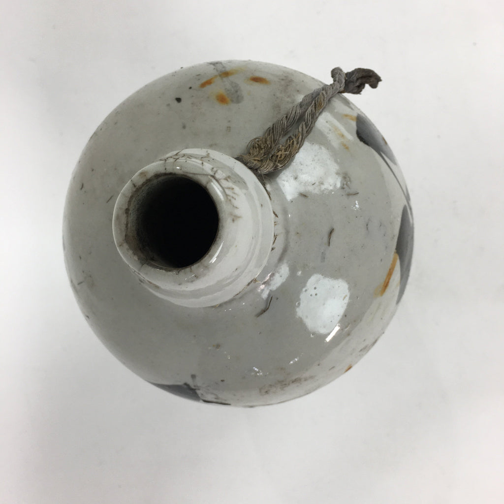 Antique Japanese Ceramic Sake Bottle Kayoi Tokkuri Hand-Written Kanji TS287