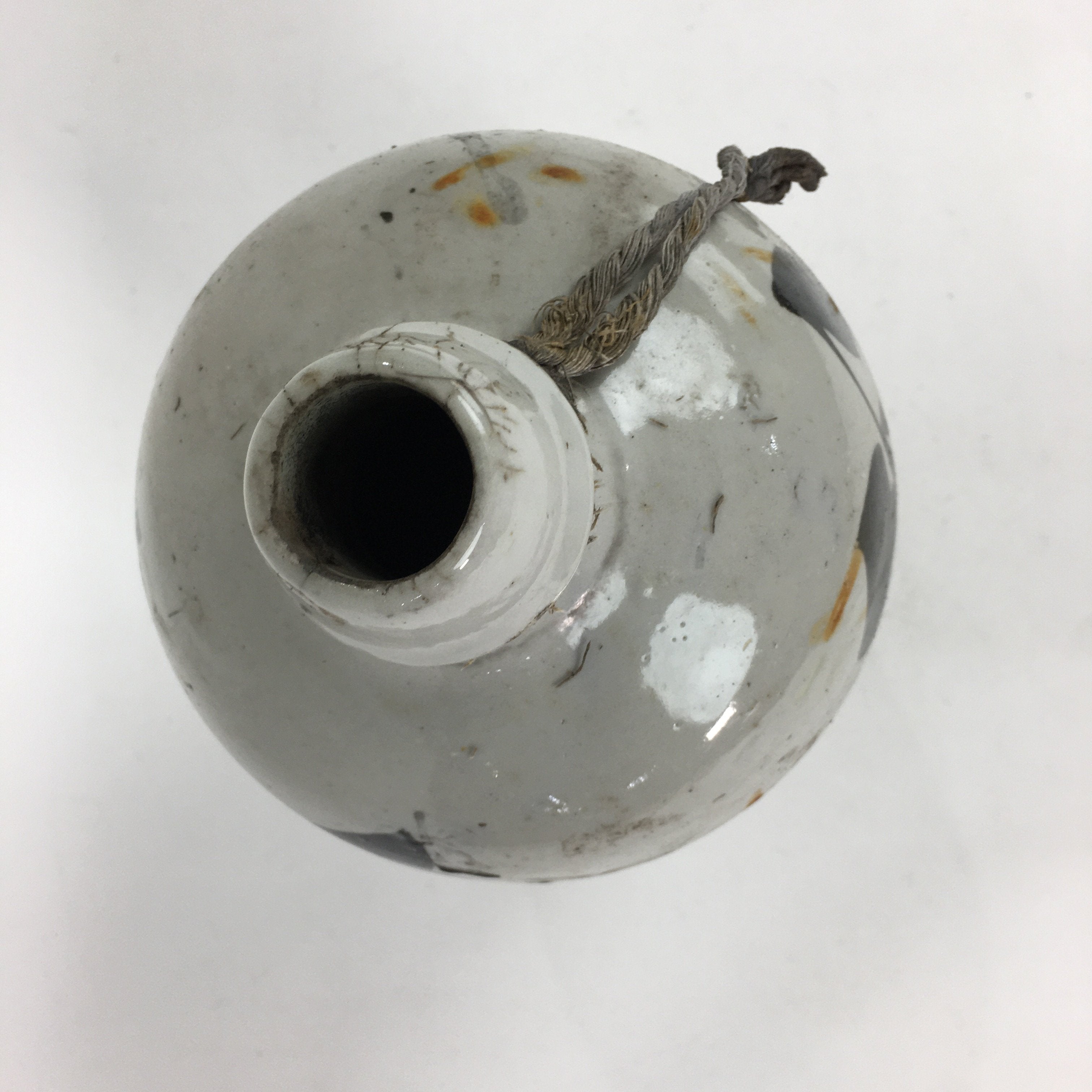 Antique Japanese Ceramic Sake Bottle Kayoi Tokkuri Hand-Written Kanji TS287