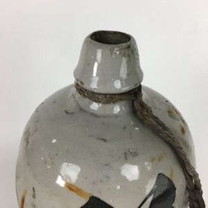 Antique Japanese Ceramic Sake Bottle Kayoi Tokkuri Hand-Written Kanji TS287